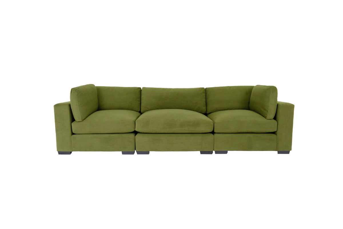 126" Moss Green Polyester Sofa With Black Legs