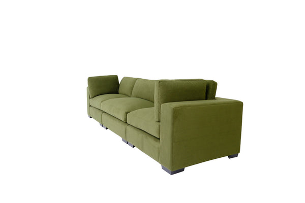 126" Moss Green Polyester Sofa With Black Legs