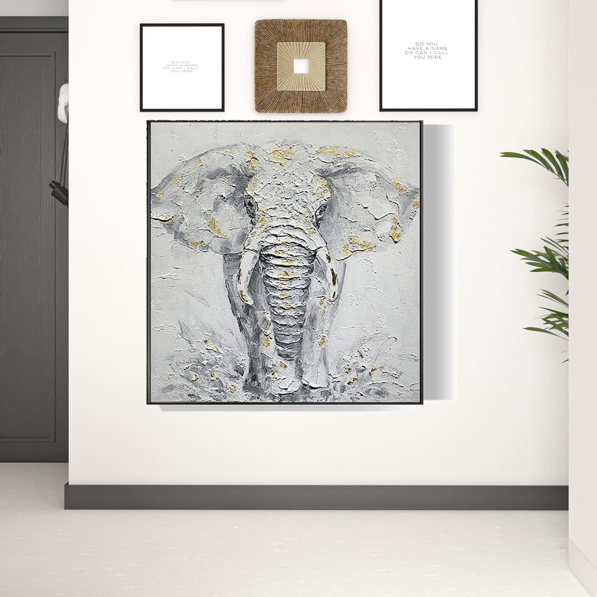 Black and White Fabric Elephant Airplane Wall Decor