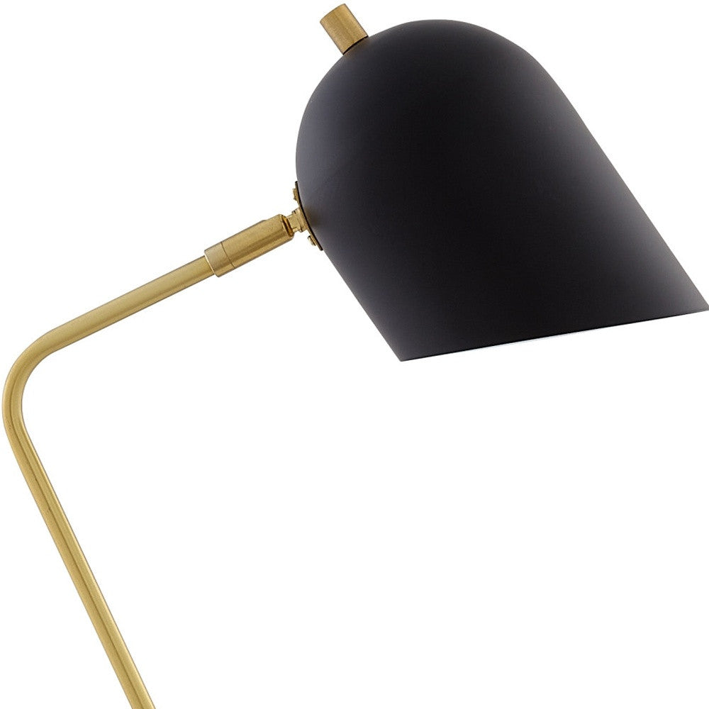 22" Black Iron Desk Table Lamp With Black Bell Shade