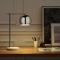 22" Black Iron Desk Table Lamp With Black Dome Shade