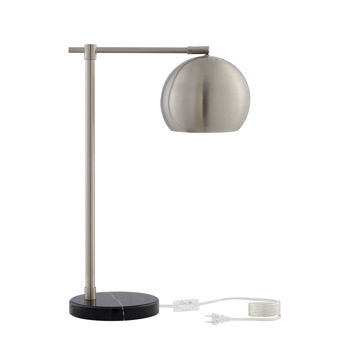 22" Black Iron Desk Table Lamp With Black Dome Shade