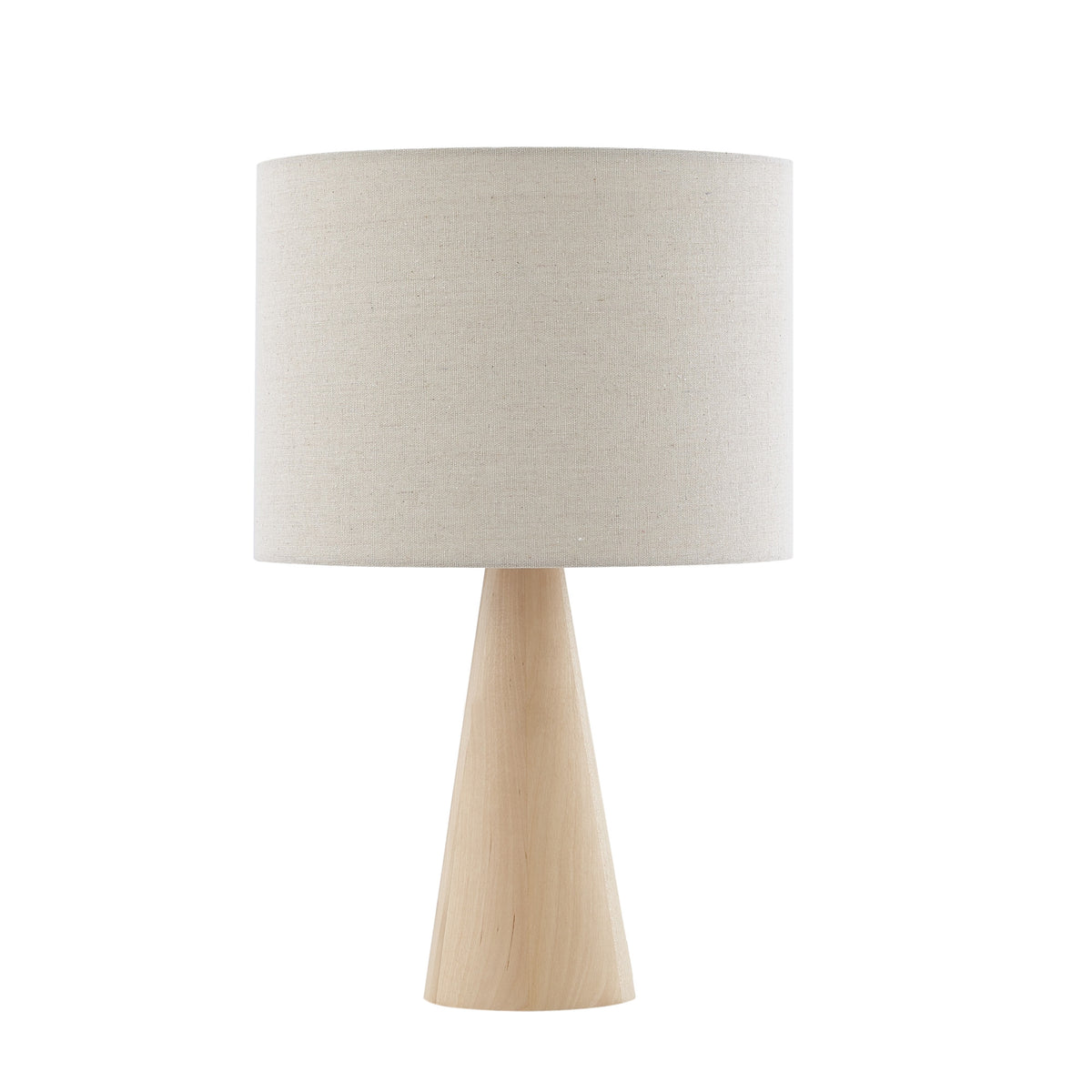 20" Beige Solid Wood USB Table Lamp With Beige Drum Shade