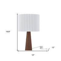 20" Ivory Solid Wood USB Table Lamp With Ivory Drum Shade