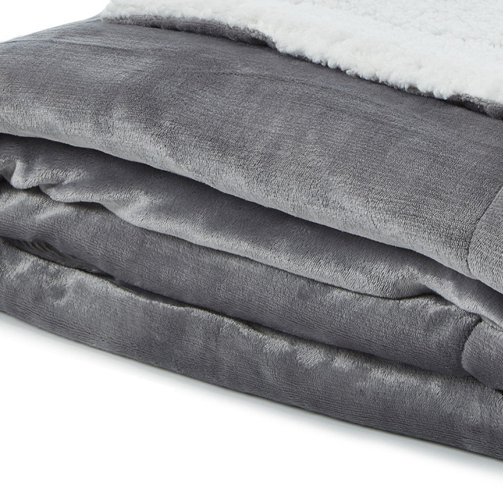 90" X 90" Light Gray Knitted Polyester Plush Throw Blanket