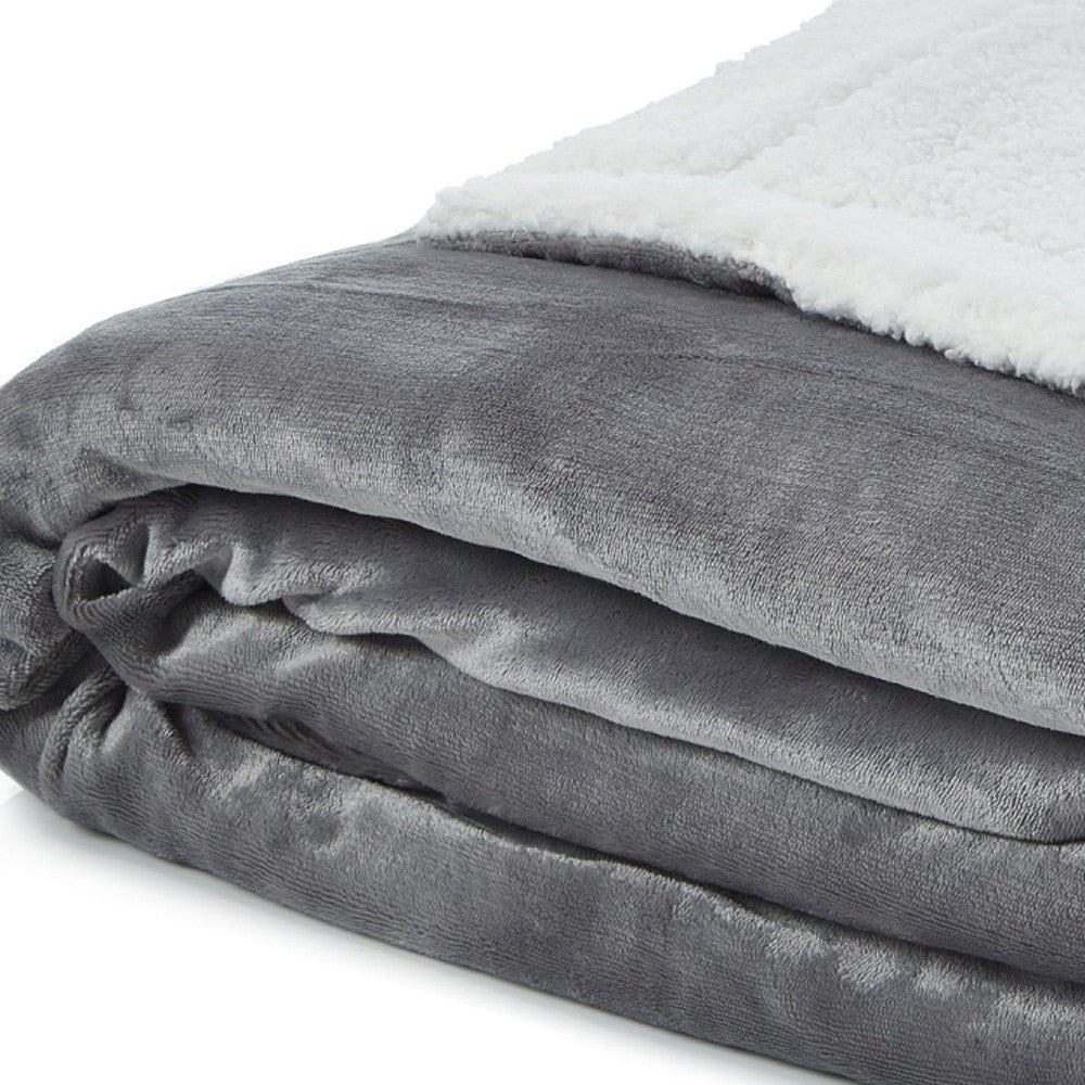 90" X 90" Light Gray Knitted Polyester Plush Throw Blanket