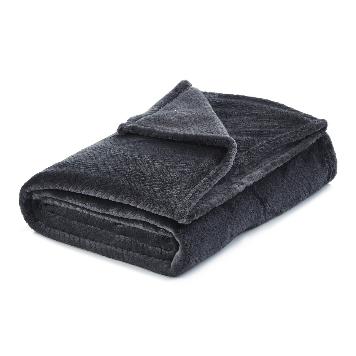 60" X 70" Navy Blue Knitted Polyester Plush Throw Blanket