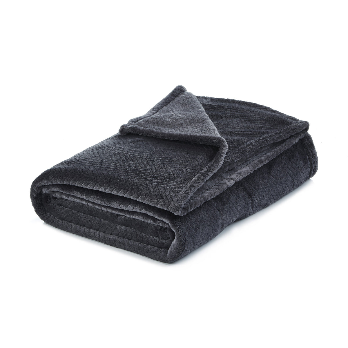 60" X 70" Navy Blue Knitted Polyester Plush Throw Blanket