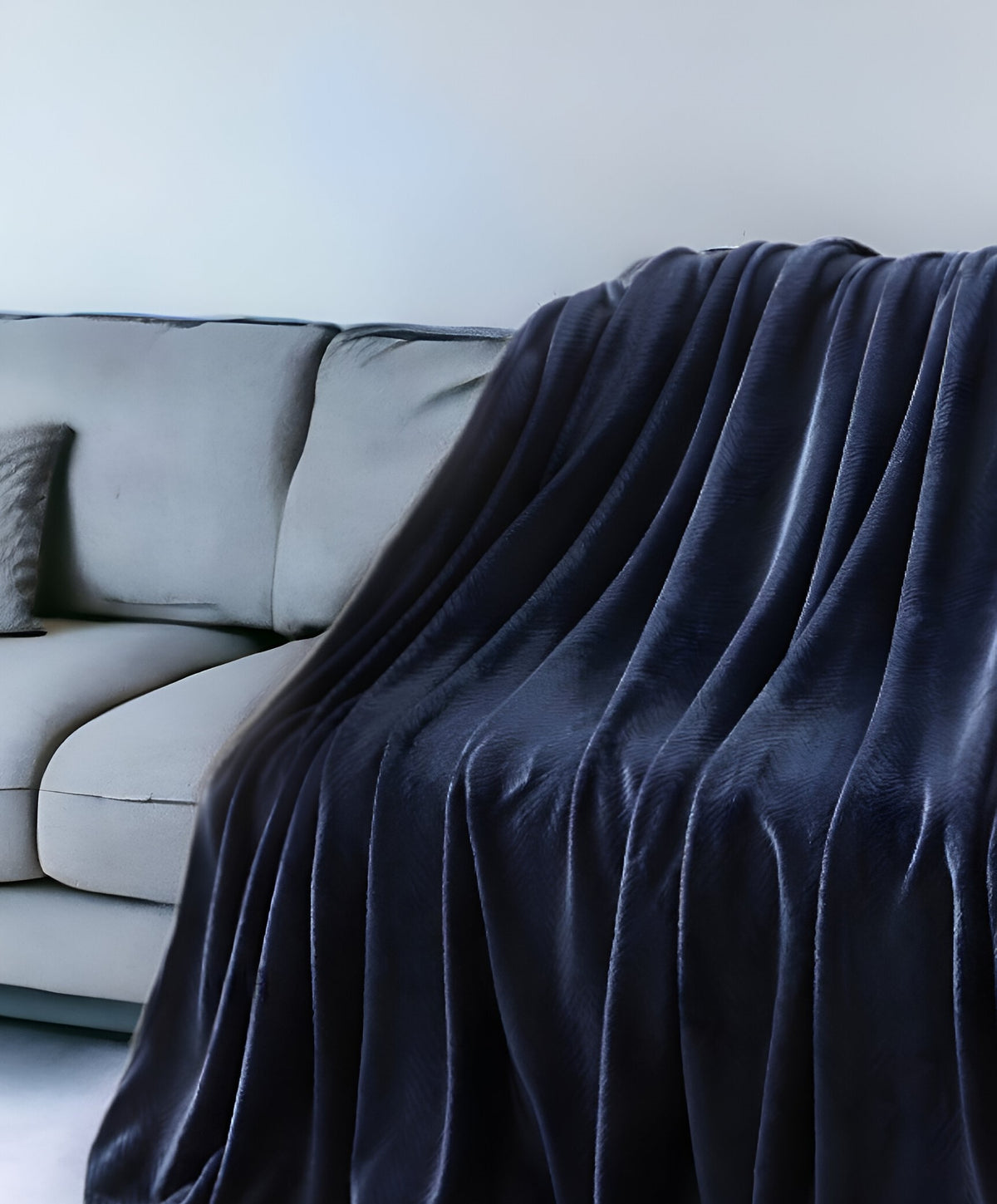 60" X 70" Navy Blue Knitted Polyester Plush Throw Blanket