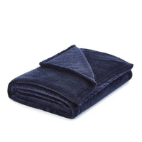 60" X 70" Navy Blue Knitted Polyester Plush Throw Blanket