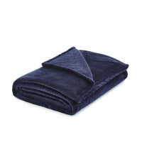 60" X 70" Navy Blue Knitted Polyester Plush Throw Blanket