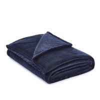 60" X 70" Navy Blue Knitted Polyester Plush Throw Blanket