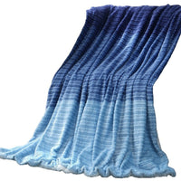 70" X 60" Navy Blue Knitted Polyester Plush Throw Blanket