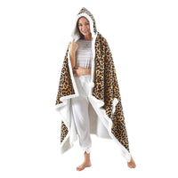 Brown and Black Knitted PolYester Animal Print Plush Throw Blanket