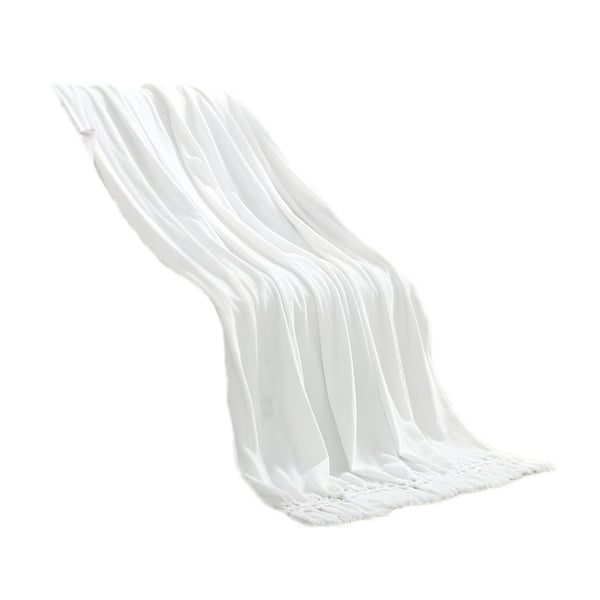 50" X 60" White Woven Polyester Throw Blanket