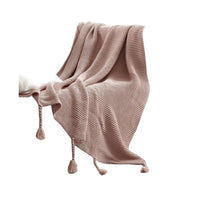 60" X 50" Blush Knitted Acrylic Throw Blanket