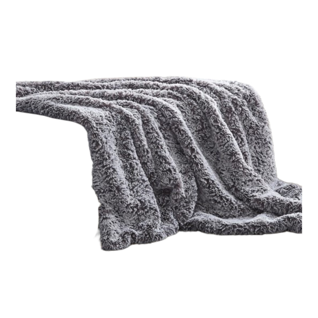 60" X 50" Black Knitted Polyester Plush Throw Blanket