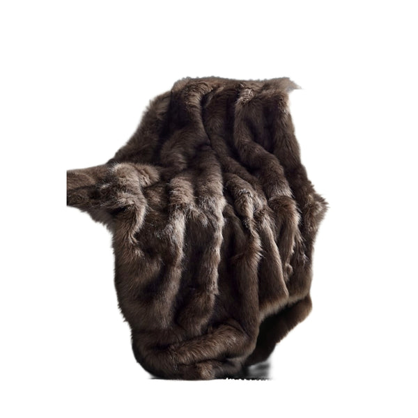 60" X 50" Brown Knitted Acrylic Animal Print Throw Blanket