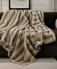 60" X 50" Brown Knitted Polyester Animal Print Throw Blanket