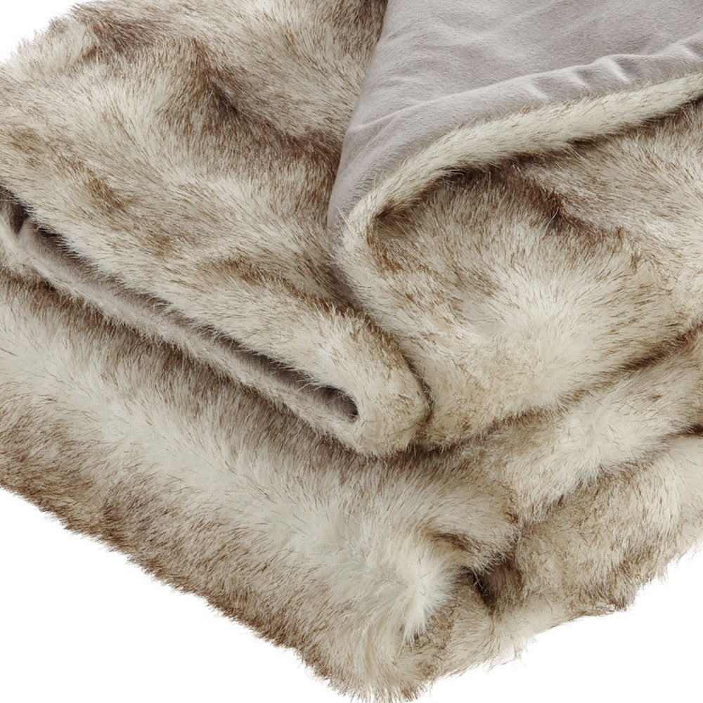 60" X 50" Brown Knitted Polyester Animal Print Throw Blanket