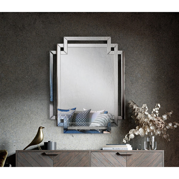 35" Clear Unframed Art Deco Accent Mirror
