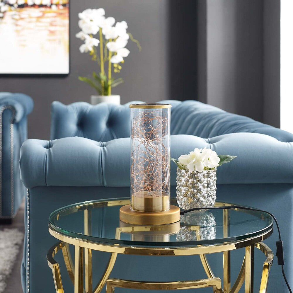 Modway Adore Cylindrical-Shaped Clear Glass And Brass Table Lamp - EEI-2931  3