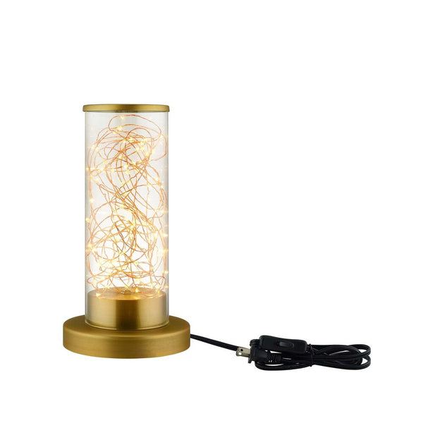 Modway Adore Cylindrical-Shaped Clear Glass And Brass Table Lamp - EEI-2931