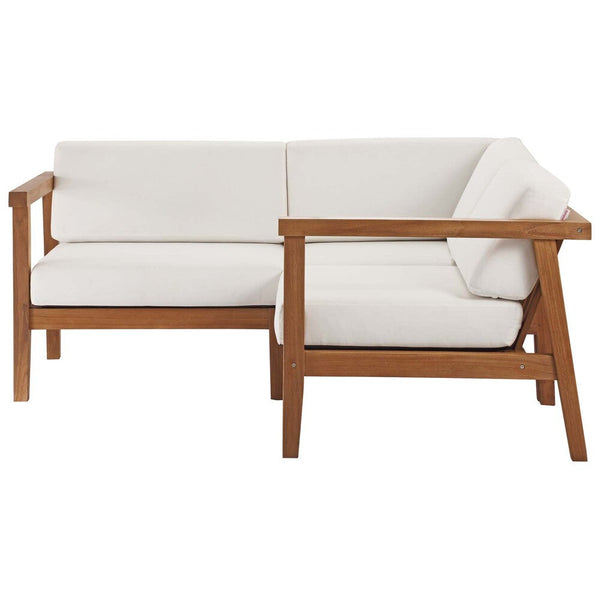 Modway Bayport Outdoor Patio Teak Wood 3-Piece Sectional Sofa Set - EEI-4258  1