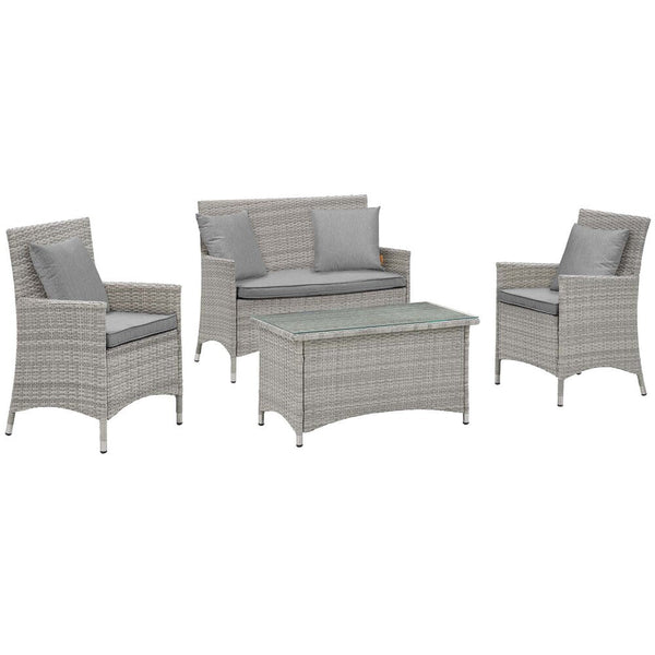 Modway Bridge 4 Piece Outdoor Patio Patio Conversation Set with Pillow Set - EEI-2763  1