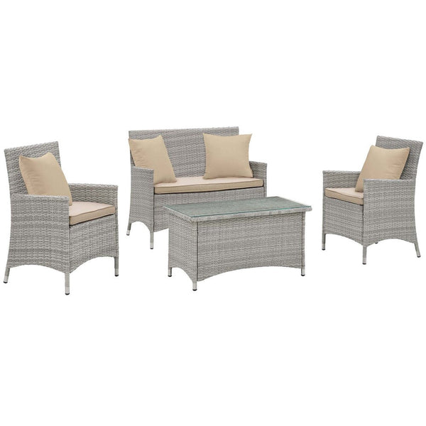 Modway Bridge 4 Piece Outdoor Patio Patio Conversation Set with Pillow Set - EEI-2763