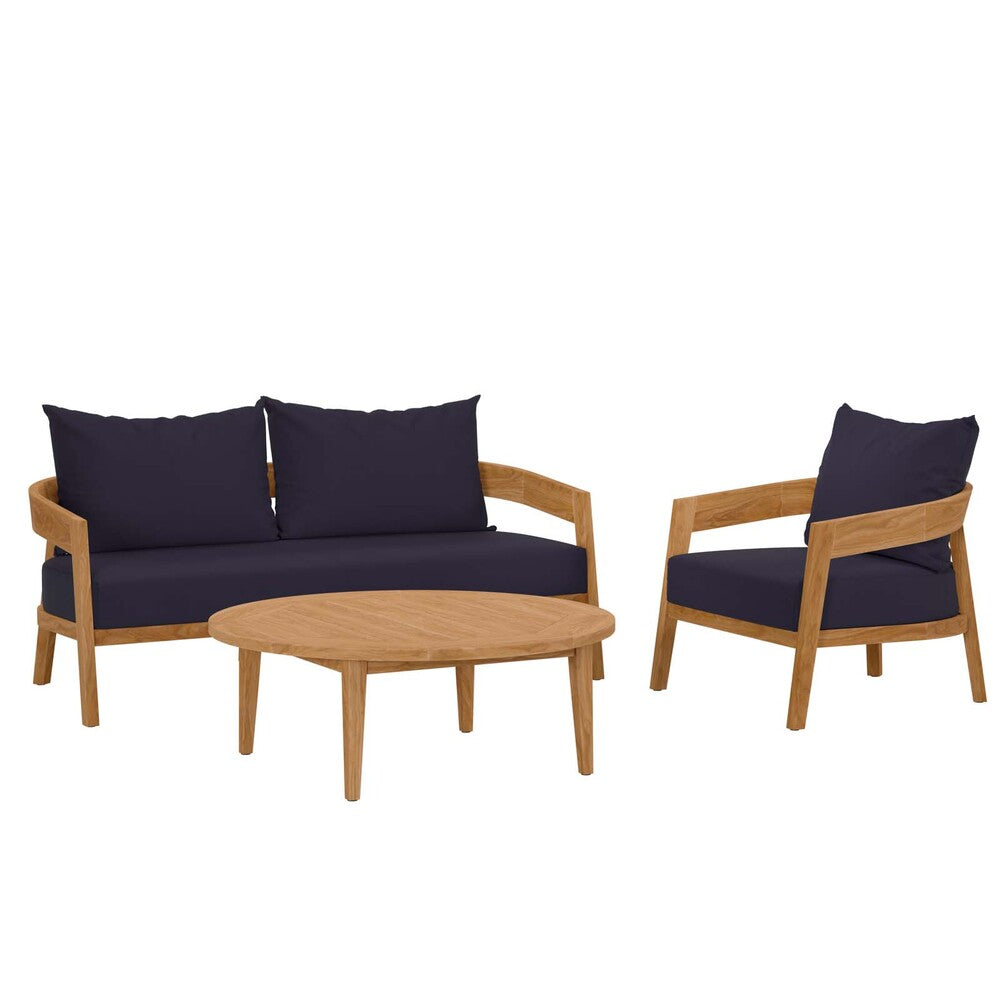 Modway Brisbane 3-Piece Teak Wood Outdoor Patio Set - EEI-5834  2