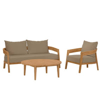 Modway Brisbane 3-Piece Teak Wood Outdoor Patio Set - EEI-5834  1