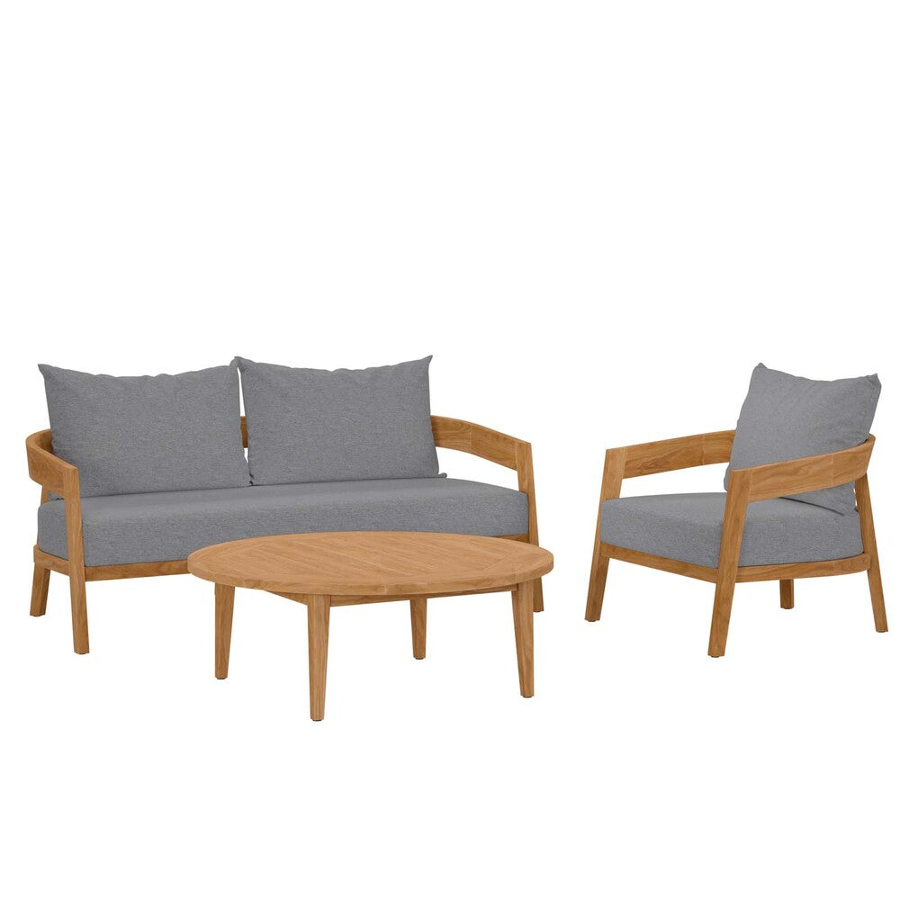 Modway Brisbane 3-Piece Teak Wood Outdoor Patio Set - EEI-5834