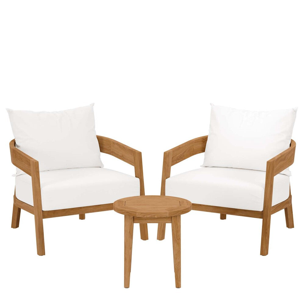 Modway Brisbane 3-Piece Teak Wood Outdoor Patio Set - EEI-5835  3