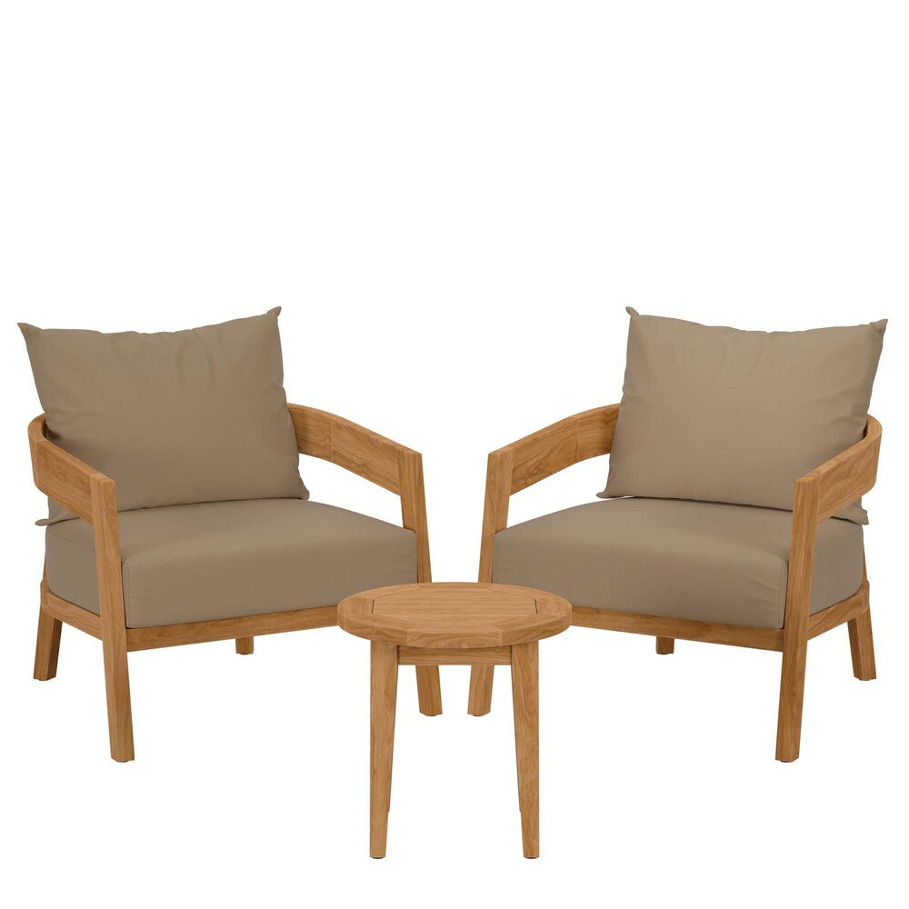 Modway Brisbane 3-Piece Teak Wood Outdoor Patio Set - EEI-5835  1