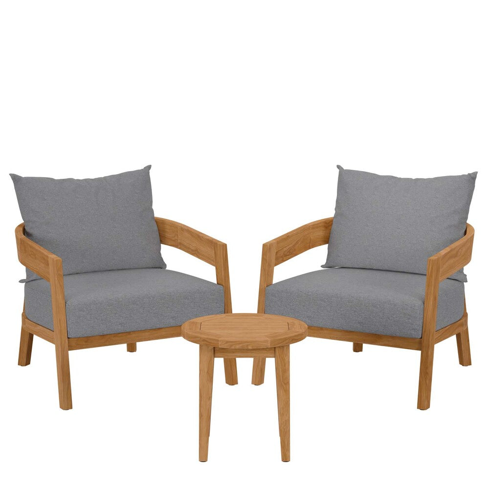 Modway Brisbane 3-Piece Teak Wood Outdoor Patio Set - EEI-5835