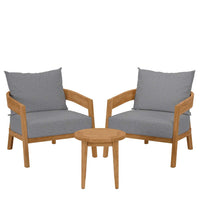 Modway Brisbane 3-Piece Teak Wood Outdoor Patio Set - EEI-5835