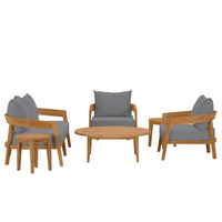 Modway Brisbane 6-Piece Teak Wood Outdoor Patio Set - EEI-5833  4