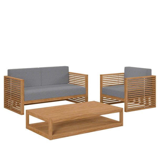 Modway Carlsbad 3-Piece Teak Wood Outdoor Patio Set - EEI-5837