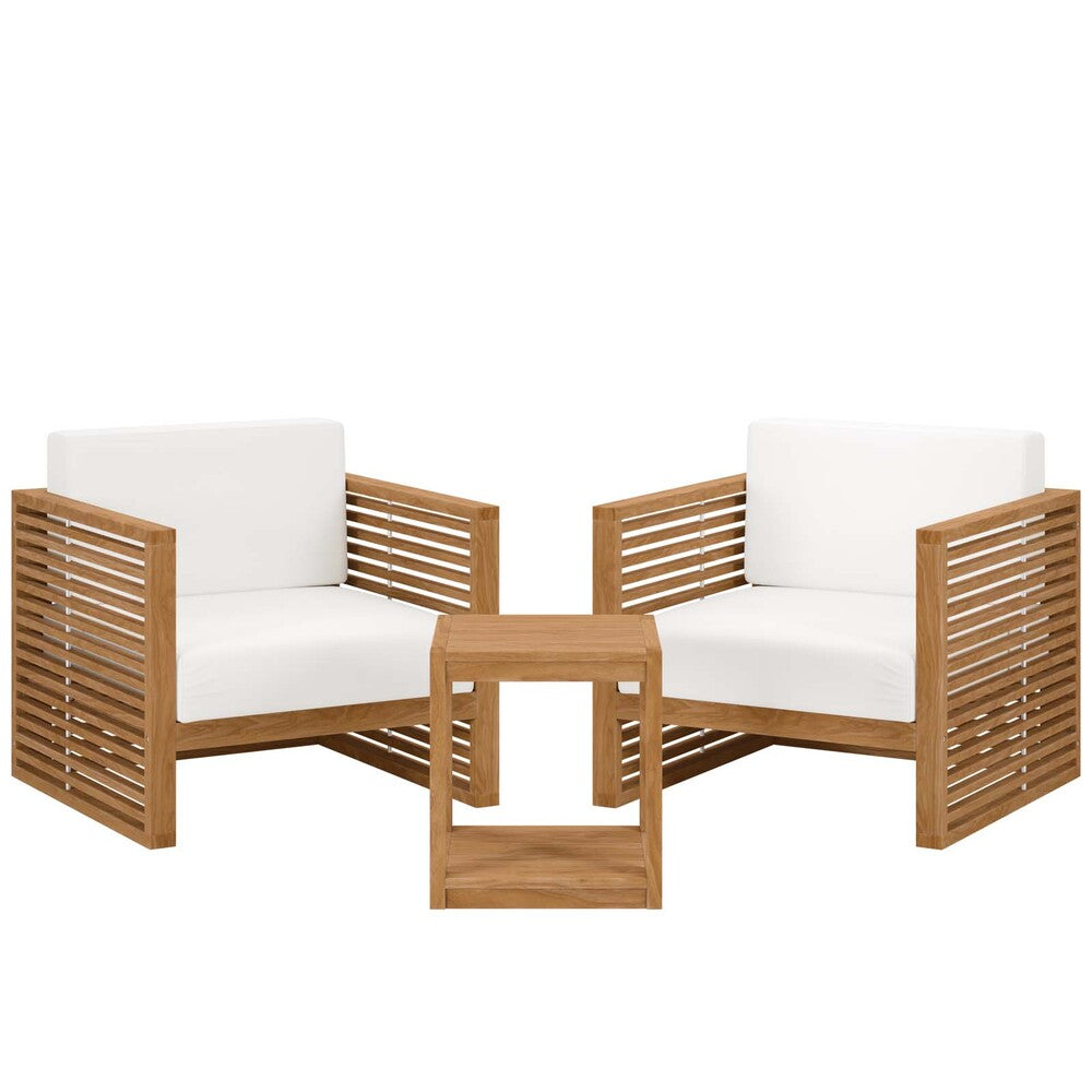 Modway Carlsbad 3-Piece Teak Wood Outdoor Patio Set - EEI-5838  2