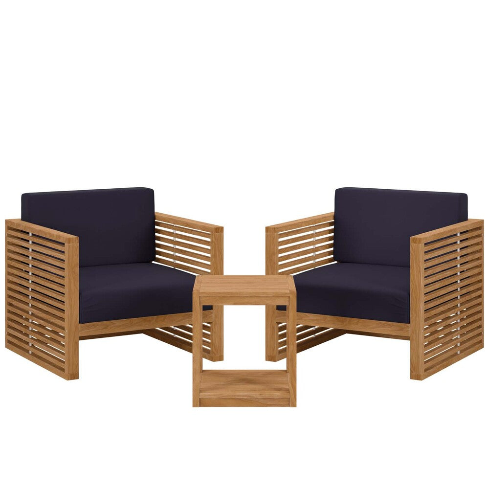 Modway Carlsbad 3-Piece Teak Wood Outdoor Patio Set - EEI-5838  1