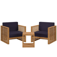 Modway Carlsbad 3-Piece Teak Wood Outdoor Patio Set - EEI-5838  1