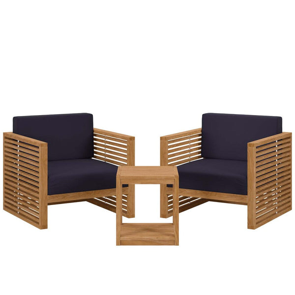 Modway Carlsbad 3-Piece Teak Wood Outdoor Patio Set - EEI-5838  1