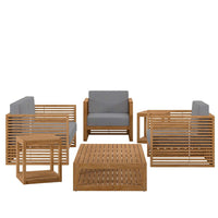 Modway Carlsbad 6-Piece Teak Wood Outdoor Patio Set - EEI-5836  3