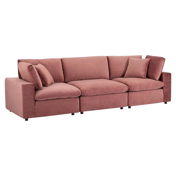 Modway Commix Down Filled Overstuffed Performance Velvet 3-Seater Sofa - EEI-4817  1