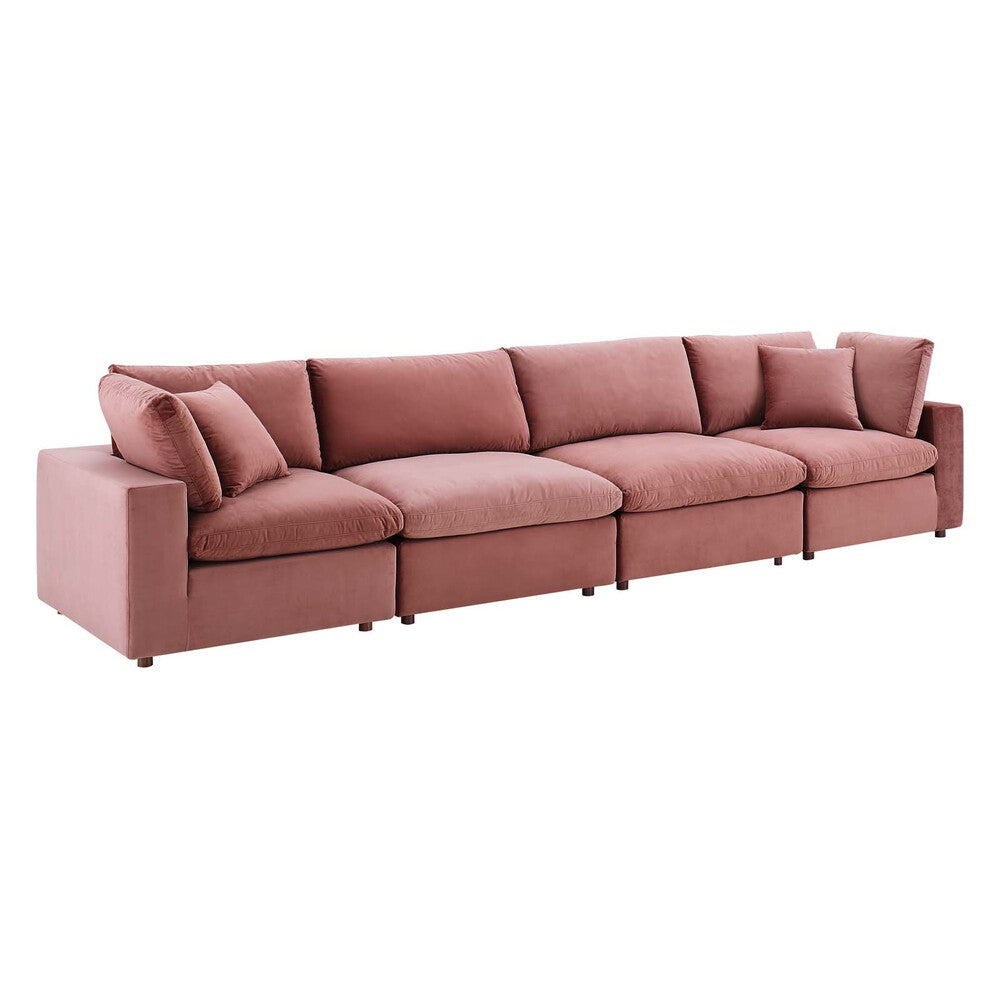 Modway Commix Down Filled Overstuffed Performance Velvet 4-Seater Sofa - EEI-4819  1