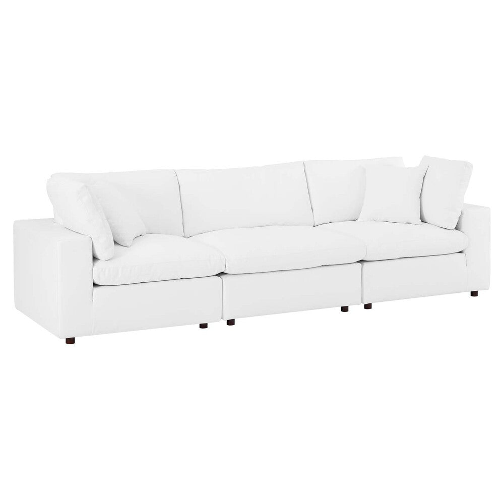 Modway Commix Down Filled Overstuffed Vegan Leather 3-Seater Sofa - EEI-4914  2