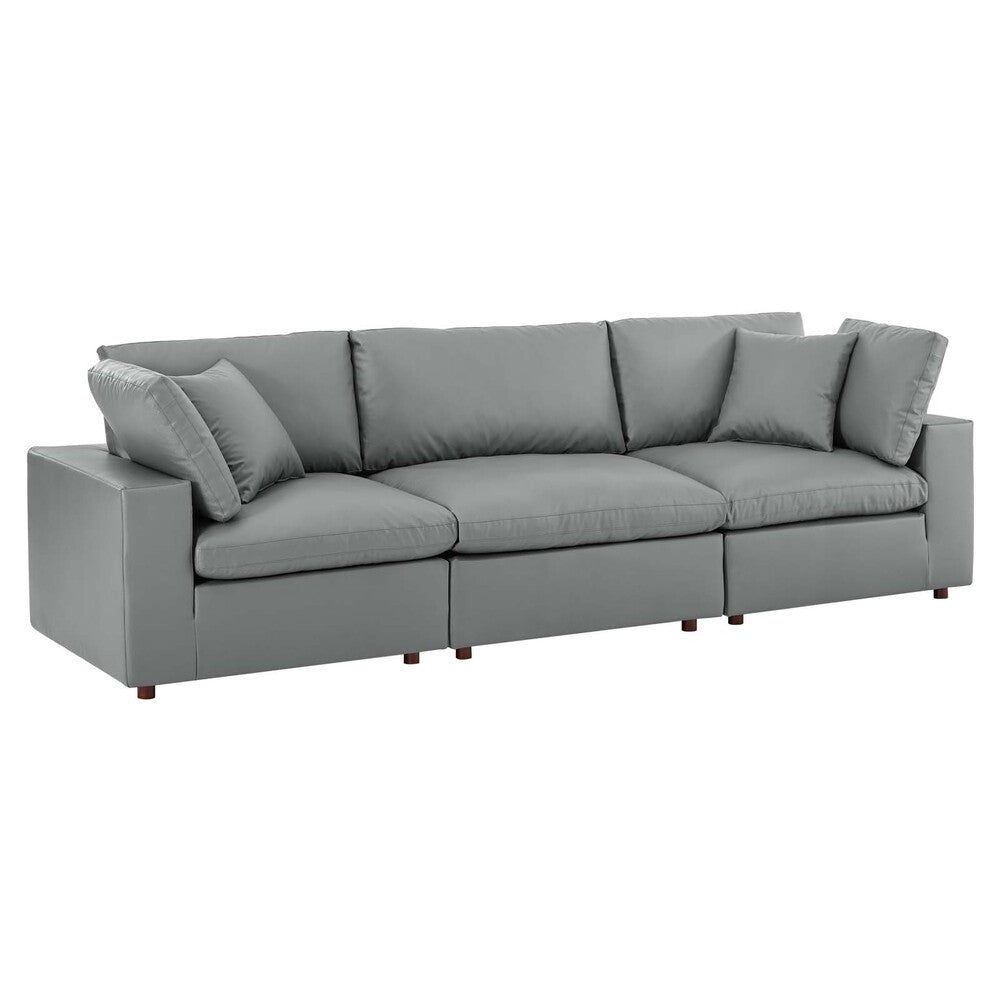 Modway Commix Down Filled Overstuffed Vegan Leather 3-Seater Sofa - EEI-4914