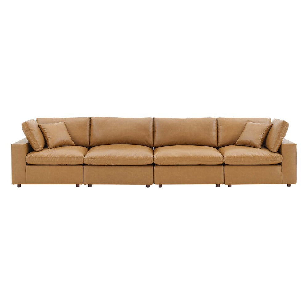 Modway Commix Down Filled Overstuffed Vegan Leather 4-Seater Sofa - EEI-4916  1