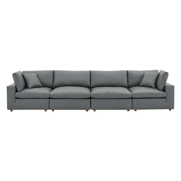 Modway Commix Down Filled Overstuffed Vegan Leather 4-Seater Sofa - EEI-4916